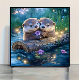 Preview: Diamond Painting Zwei süsse Otter